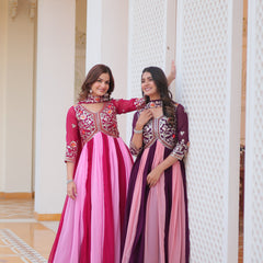 Dual-Tone Georgette Floral Embroidered Lehenga