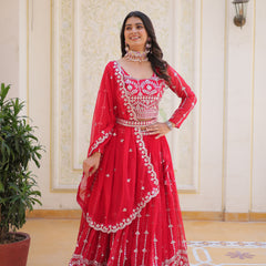 Mirror Embroidered Georgette Lehenga