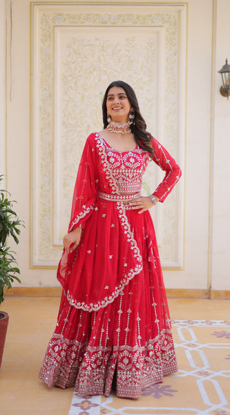 Mirror Embroidered Georgette Lehenga