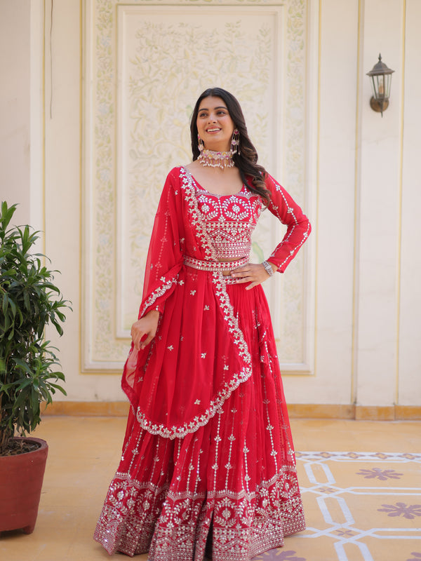 Mirror Embroidered Georgette Lehenga