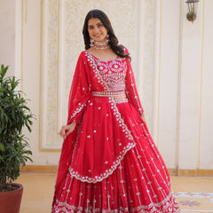 Mirror Embroidered Georgette Lehenga