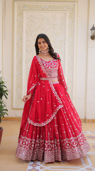 Mirror Embroidered Georgette Lehenga