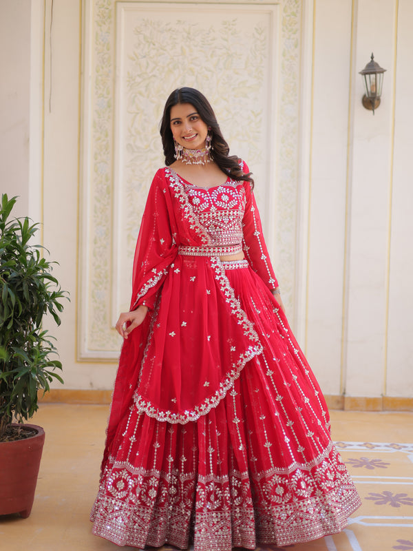 Mirror Embroidered Georgette Lehenga