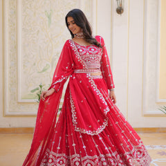 Mirror Embroidered Georgette Lehenga