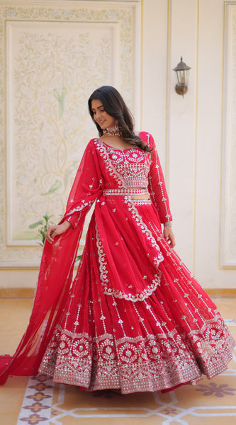 Mirror Embroidered Georgette Lehenga