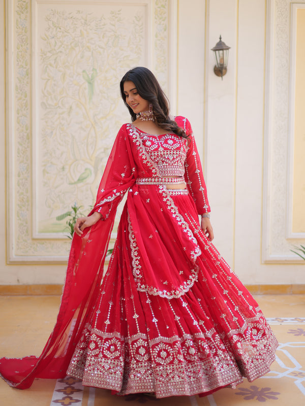 Mirror Embroidered Georgette Lehenga