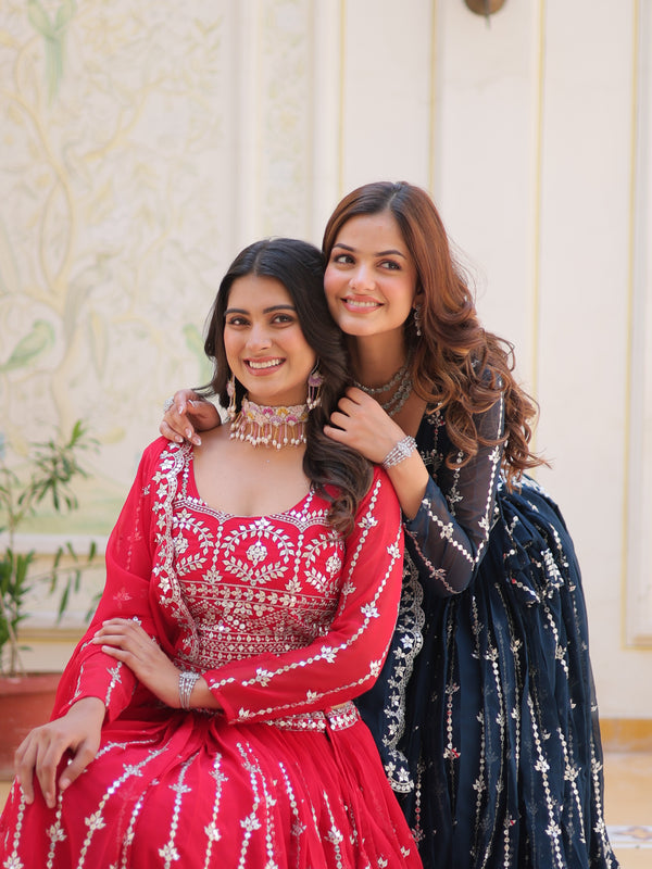 Mirror Embroidered Georgette Lehenga