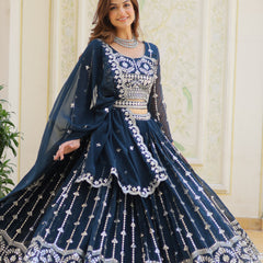 Mirror Embroidered Georgette Lehenga