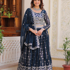 Mirror Embroidered Georgette Lehenga