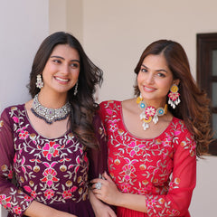 Thread Embroidered Georgette Lehenga