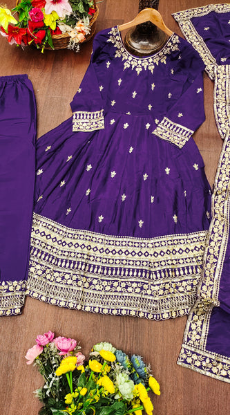 Chinon Gown with Heavy Sequence Embroidery