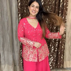 Fox Georgette Embroidery plazo suit