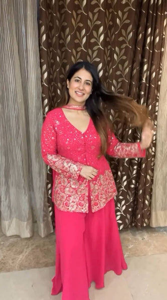 Fox Georgette Embroidery plazo suit