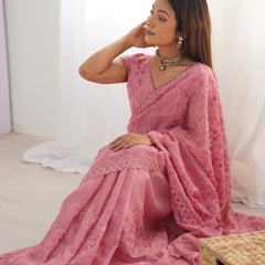 Peach Colour Pure Silky Crush Fabric Saree
