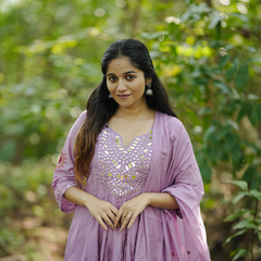 Chanderi Silk Suit Set With Real Mirror Style