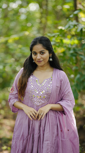 Chanderi Silk Suit Set With Real Mirror Style