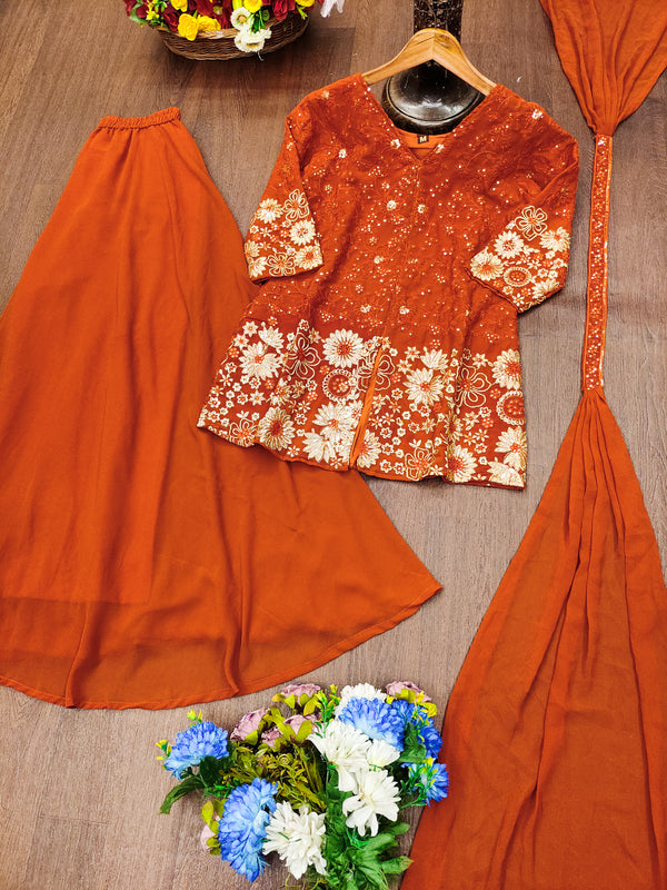 Fox Georgette Embroidery plazo suit