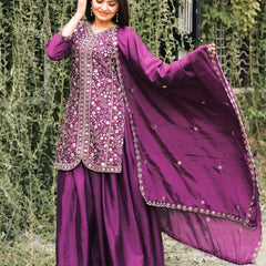 Chinon With Heavy Embroidery Work Suit