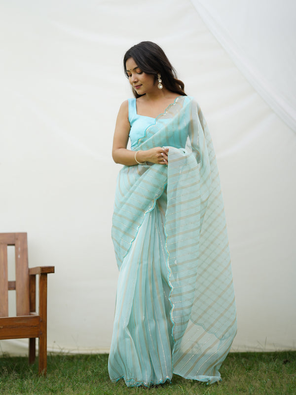 Fancy Cutout Border Organza Saree