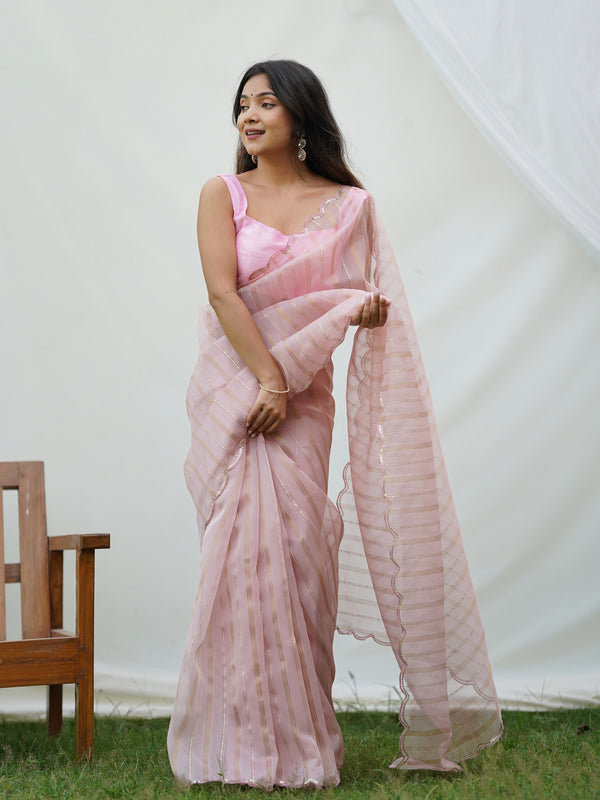 Fancy Cutout Border Organza Saree