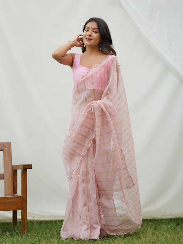Fancy Cutout Border Organza Saree