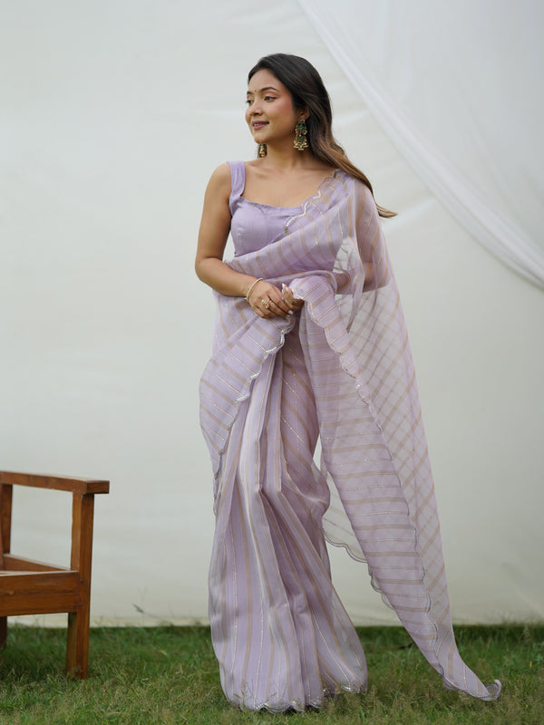 Fancy Cutout Border Organza Saree