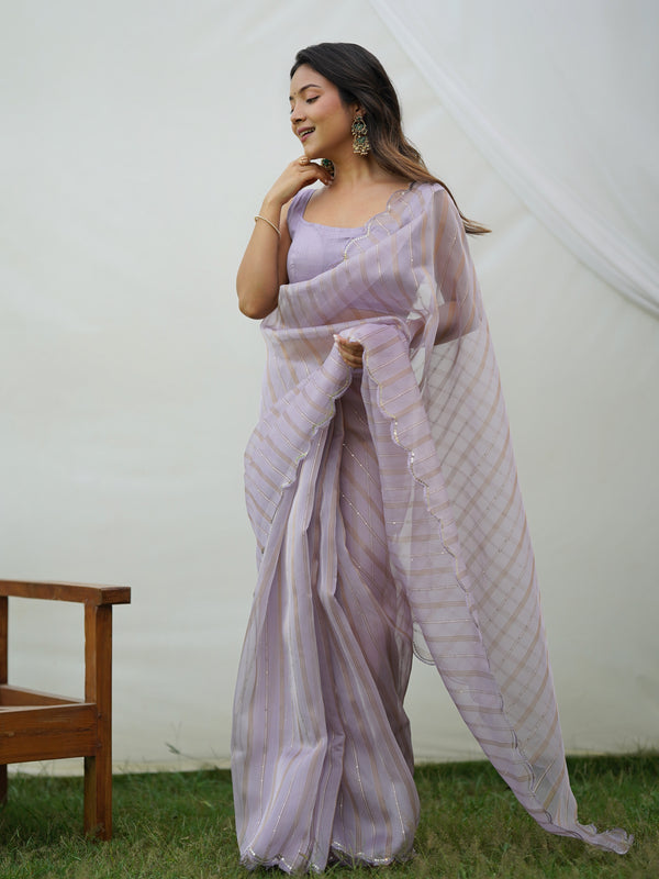 Fancy Cutout Border Organza Saree