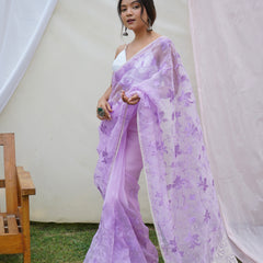 Pure Organza Silk Embroidered Work Saree