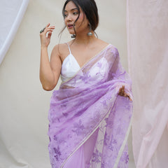 Pure Organza Silk Embroidered Work Saree