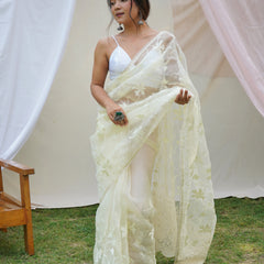 Pure Organza Silk Embroidered Work Saree