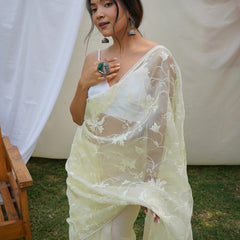 Pure Organza Silk Embroidered Work Saree