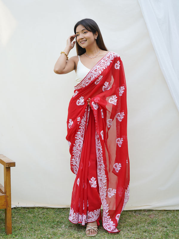 Heavy Georgette Saree with Embroidery work