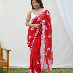 Heavy Georgette Saree with Embroidery work