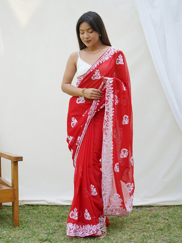 Heavy Georgette Saree with Embroidery work