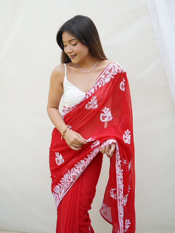 Heavy Georgette Saree with Embroidery work