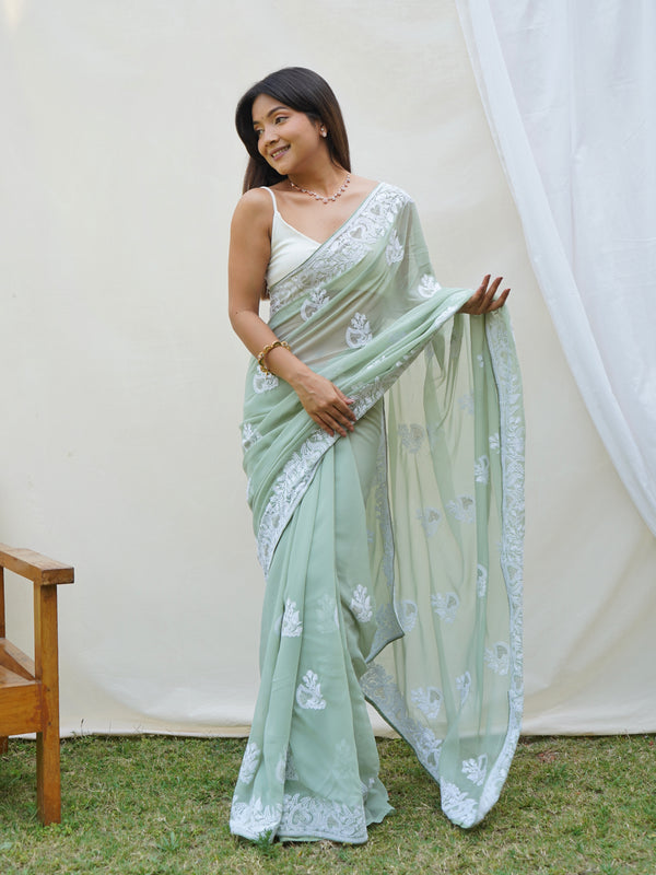 Heavy Georgette Saree with Embroidery work