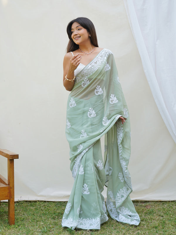 Heavy Georgette Saree with Embroidery work