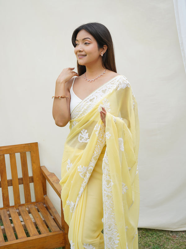 Heavy Georgette Saree with Embroidery work