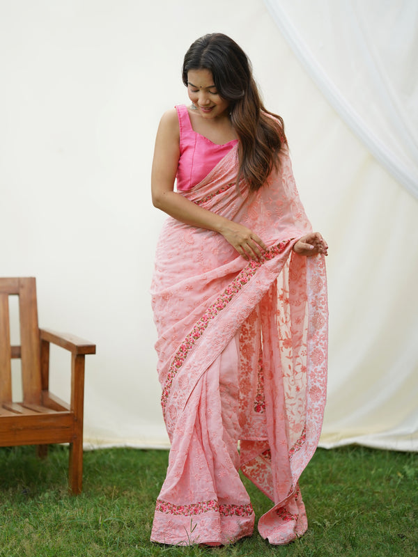 Embroidered Pure Georgette Saree