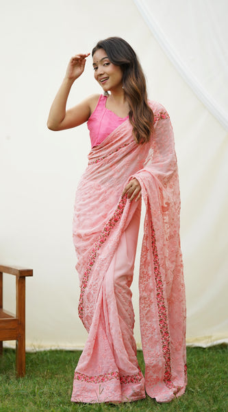 Embroidered Pure Georgette Saree