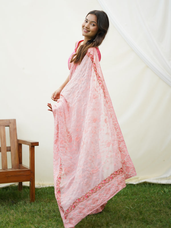 Embroidered Pure Georgette Saree