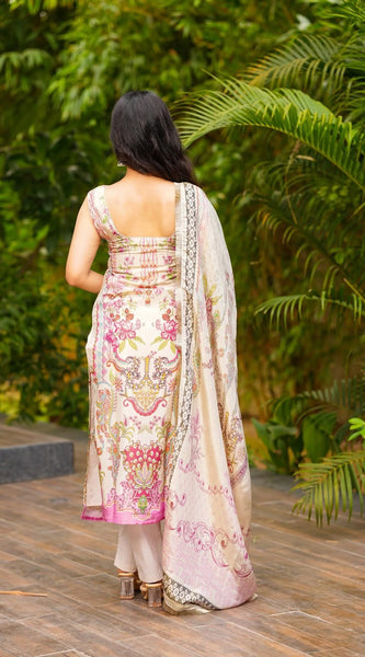 Cream Casual Wear Kurta Set
