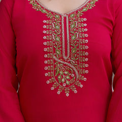 Fuchsia Pink Embroidered Festive Dresses