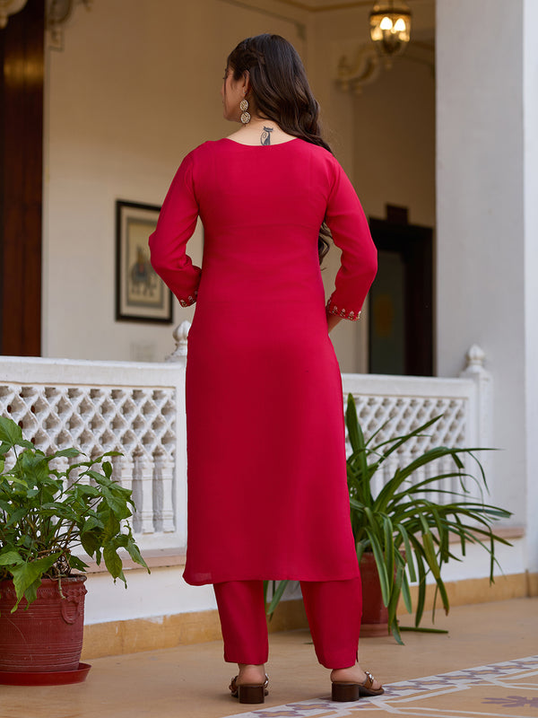 Fuchsia Pink Embroidered Festive Dresses