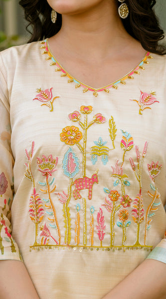 Viscose Assam Silk And Embroidared Beads Work Dresses