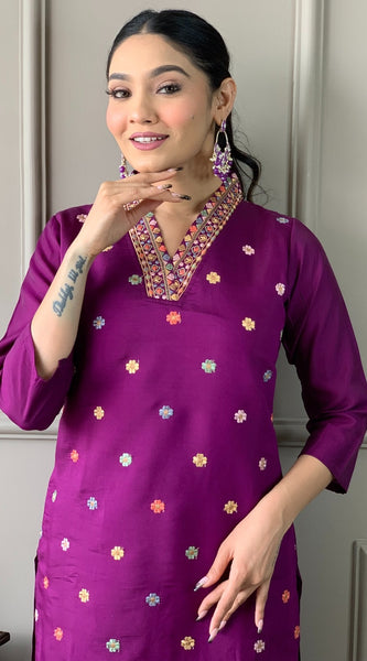 Ethnic Dresses with Multicolor Mirror Dupatta