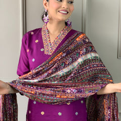 Ethnic Dresses with Multicolor Mirror Dupatta