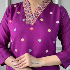 Ethnic Dresses with Multicolor Mirror Dupatta