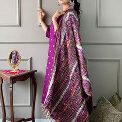 Ethnic Dresses with Multicolor Mirror Dupatta