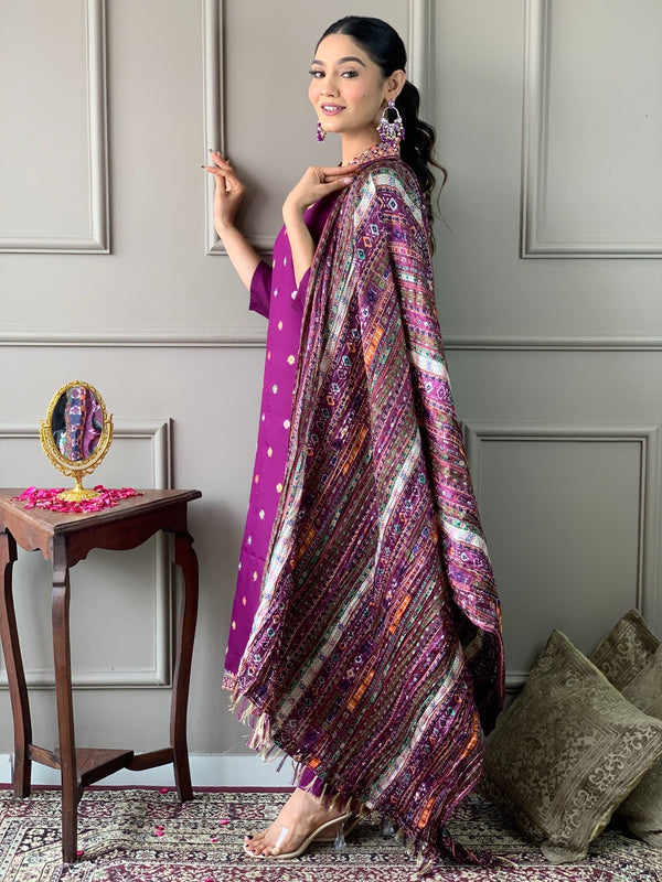 Ethnic Dresses with Multicolor Mirror Dupatta